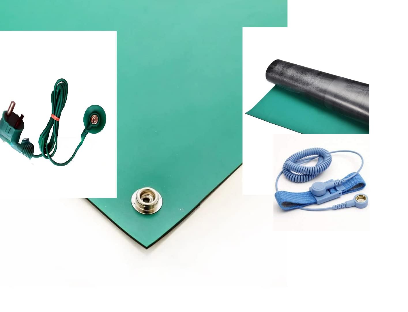 GLOBAL STATCLEAN SYSTEMS Zero Volt Therapy kit Grounding Mat Pad Earthing Sheet With 3 pin Plug & Grounding Wrist Band for Grounding Human body volatge (Colour Blue, 1x1 Ft)