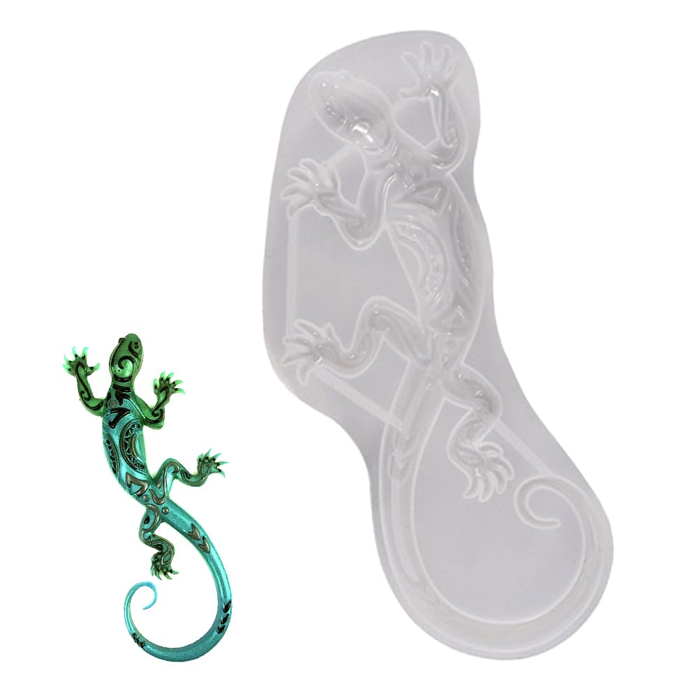 Lizard Epoxy Resin Molds Lifelike 3D Gecko Silicone Mold Durable Lizard Gecko Resin Molds DIY Craft Casting Mold for Home Office Wall Hanging Desktop Cabinets Decor