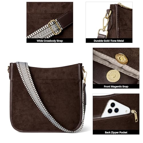Image of BOSTANTEN Crossbody Bags for Women Trendy Vegan Leather Hobo Purses Shoulder Handbags Wide Shoulder Strap