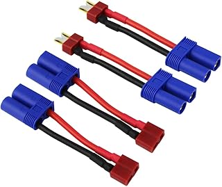 rflaueo 4pcs T-Plug Deans Style to EC5 Male Female RC Connector Adapter with 14awg 2inch Wire(E10-4)