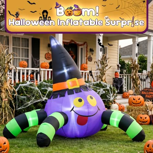 8FT Halloween Inflatable Witch Spider with LED Lights - image 6