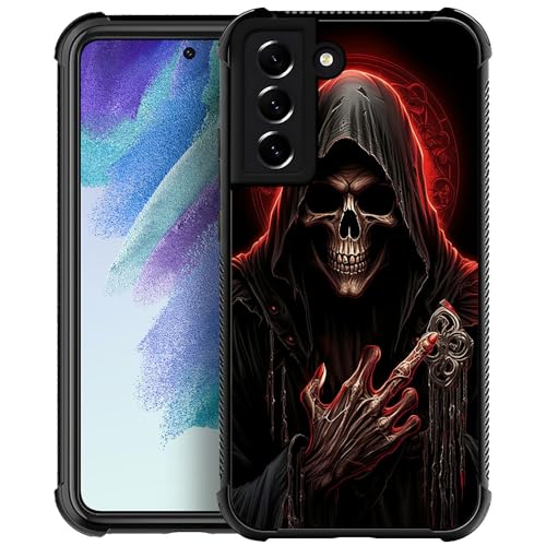 Coque Samsung S21 antichoc silicone motif crâne rouge fini les rayures