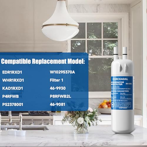 Image of 2 Pack EDR1RXD1 Water Filter Replacement Compatible with Whirlpool W10295370A, Filter 1, EDR1RXD1B, WHR1RXD1, KAD1RXD1, P8RFWB2L, P4RFWB, WD-F38, 46-9081, 46-9930