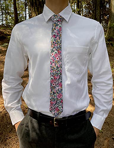 Image of Kebocis Mens Skinny Cotton Floral Tie for Men