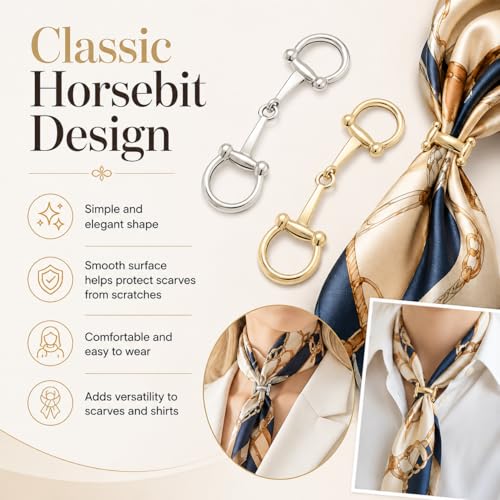 Image of 2Pcs Simple and Elegant Horsebit Silk Scarf Buckle Ring Scarf Rings for Women