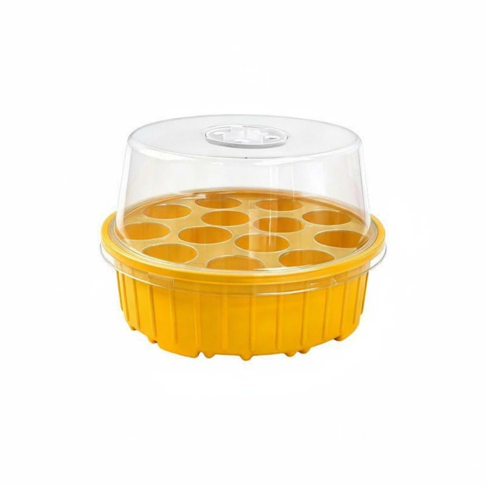 3 Pieces Moisture Retention 13-Hole Tray Heat Preservation Round Seedling Tray Clear Dome Cover Covered Propagation Box Reusable for Indoor Gardening, Balcony, Greenhouse, Orange-image-18