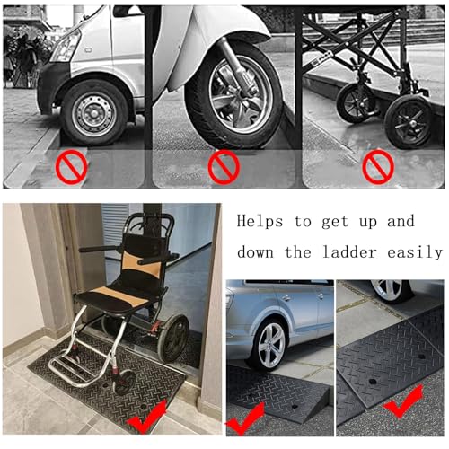 Rampa de umbral de caucho y plástico, alturas de 10 cm a 15 cm, para sillas de ruedas, motocicletas, automóviles y bicicletas (100 x 30 x 10 cm) miniatura 4