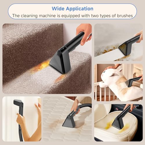 Image of Portable Carpet & Upholstery Cleaner Machine, Handheld Spot Cleaner with Dual Brush, 18KPa Suction, Large Removable Tank for Couch, Car, Stairs, Rugs & Pet Stains, Blue