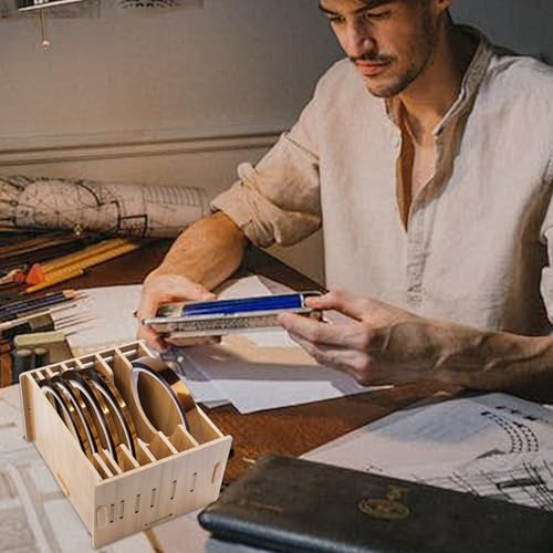 7 Fächer Holz Kupferfolienspender für Buntglas Kupferfolienband Aufbewahrung Folienspender für Buntglas Kunstwerkzeuge (No Tape) 13,5x11,7x8 cm