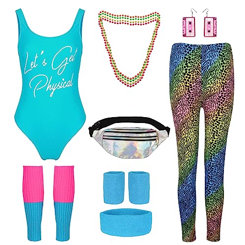 CICOCI 80s Accessories For Women Workout Clothes 1980S Costume 80s Set Retro Party Leg Warmers Headband