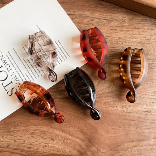 Small Banana Hair Clips for Women Leopard Print Vintage Hair Claw Clips