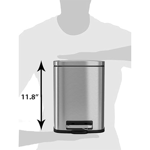 Miniatura 2 de iTouchless SoftStep - Cubo de basura delgado de 1.32 galones con cubo interior extraíble, papelera de acero inoxidable a prueba de huellas