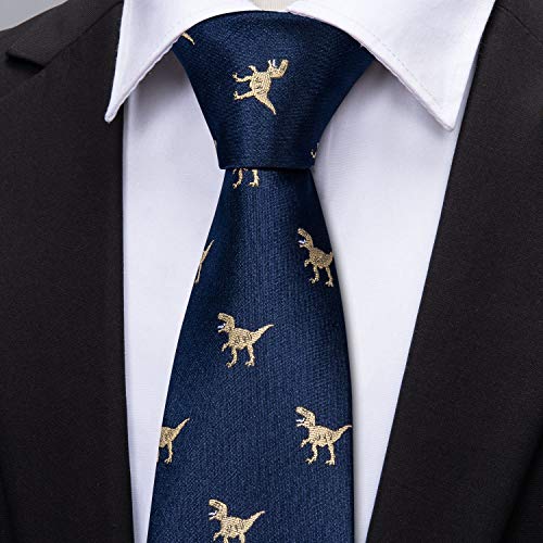 Image of Barry.Wang Silk Ties for Men Fun Necktie and Tie Clip Set for Wedding Party Business Formal Extra Long