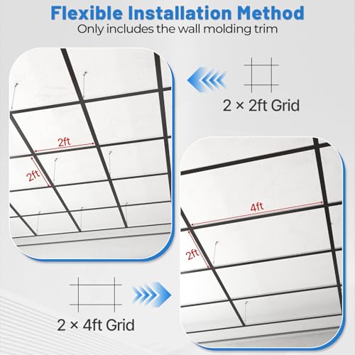 LooYee 50 PCS 72 Inch Wall Molding Trim Drop Ceiling Grid System 6Ft Galvanized Steel Rust & Fire Resistance Easy Installation Ideal for Basement Living Room Kitchen Bathroom Black — view 5
