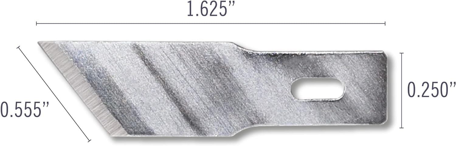 Excel Blades #19 Sharp Angled Chisel Craft Knife Blade Refills, 100-Pack Carbon Steel, 0.5-Inch Edge for Precision Chiseling, Shaving & Trimming, For Medium/Heavy Handles, Oil-Coated, Made in USA