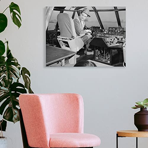 Howard Hughes In Cockpit Of The Spruce Goose Photo Poster Wall Posters Wall Art Paintings Canvas Wall Decor Home Decor Living Room Decor Aesthetic 12X16Inch(30X40Cm) Frame-Style #TOP3
