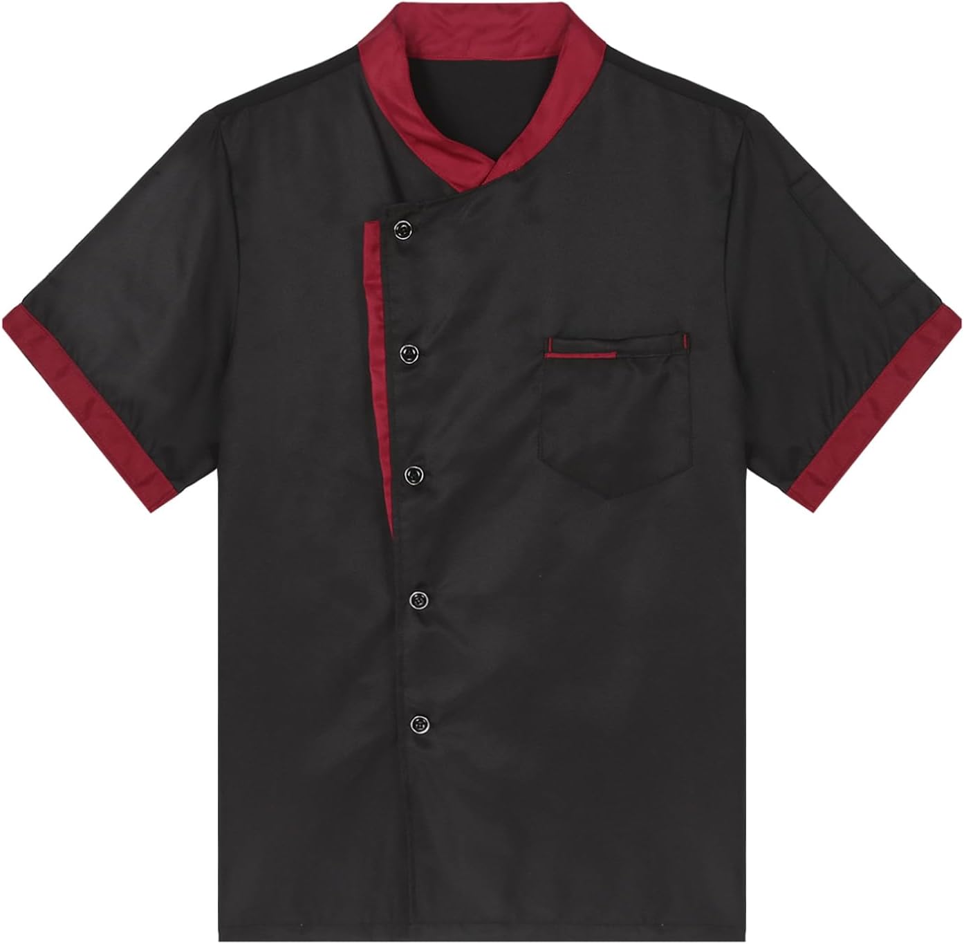 FEESHOW Men Short Sleeve Button Chef Coat Bakery Canteen Working Uniform Food Service Clothes
