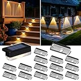 AUDERWIN Solar Deck Lights Outdoor 16 Packs, Solar Powered LED Step Lights Waterproof Outdoor for Deck, Stairs, Step, Fence, Wall, Patio, Yard, Pool and Pathway (Warm White)
