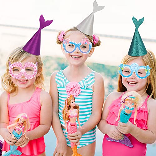 Lucleag 6Pcs Mermaid Birthday Party Eyeglasses 6Pcs Mermaid Party Hats, Mermaid Theme Party Eyeglasses Hats For Kids Girls, Mermaid Photo Props For Girl Birthday Party Supplies Baby Shower Gifts #TOP4