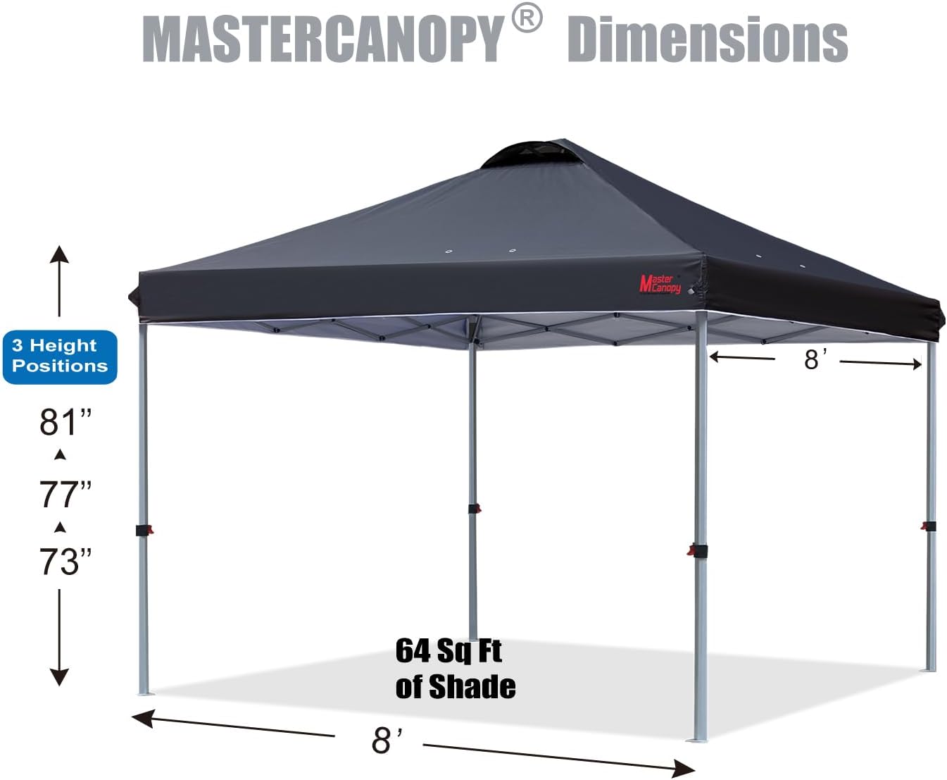 Image showing the MASTERCANOPY 8x8 Pop-Up Canopy Tent folded and ready for storage in its roller bag.