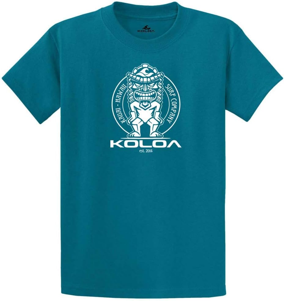 Joe's USA Koloa Surf Tiki Logo Cotton T-Shirts in Regular, Big and Tall Sizes - Blue - XX-Large Reg