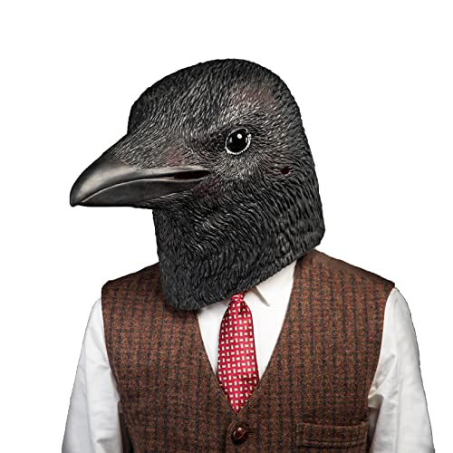 Maska wrony PartyCostume, zwierzęca maska lateksowa na całą głowę, realistyczne maski ptaków, strój przebierańczy na Halloween, karnawał, imprezę kostiumową
