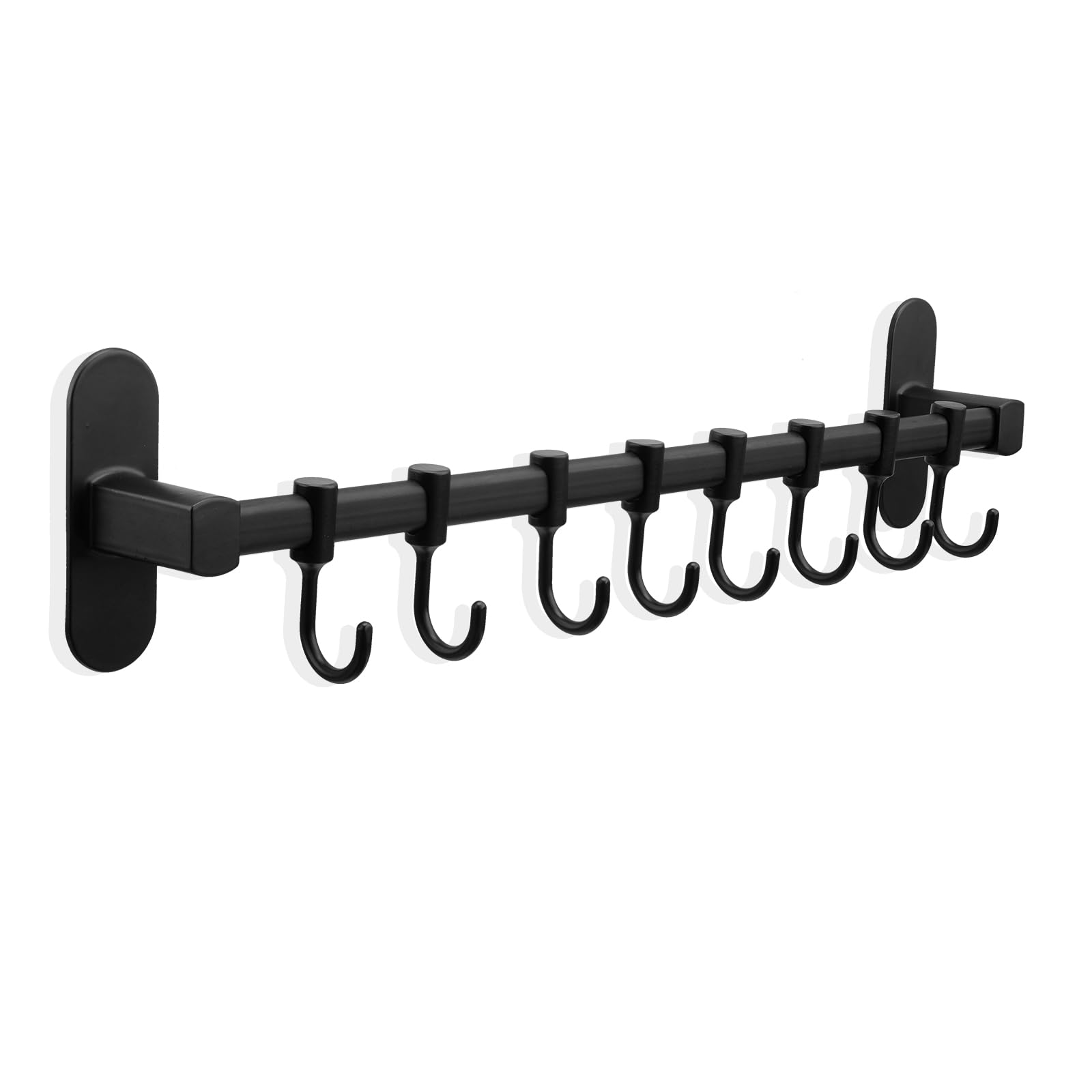 Barra Portautensili Da Cucina Con 8 Ganci - 40 Cm Nero, Regolabile, Senza Trapano - Per Mestoli E Pentole - Foto 5