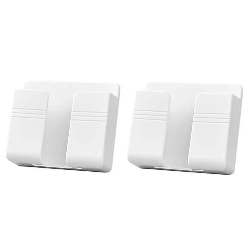 Orco 2 Pack Wall Mount Mobile Phone Charger Holder, 3M Adhesive Remote Wall Stand for Charger, Phone Holders for Kitchen Shower Bed Wall (phone Holder for Remote (White) - White