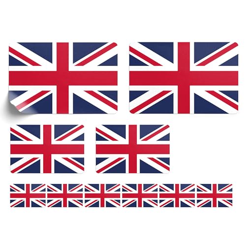 Lot de 10 autocollants pour voiture - Motif drapeau du Royaume-Uni - Impression offset - Multicolore