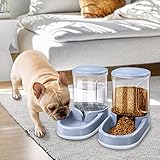 Automatisches Futter- und Wasserspender für Hunde, Katzen, Futterspender und Wasserspender, 3,8 l, 2-in-1 Katzenfutter, Wasserspender für kleine, mittelgroße und große Haustiere (Gray)