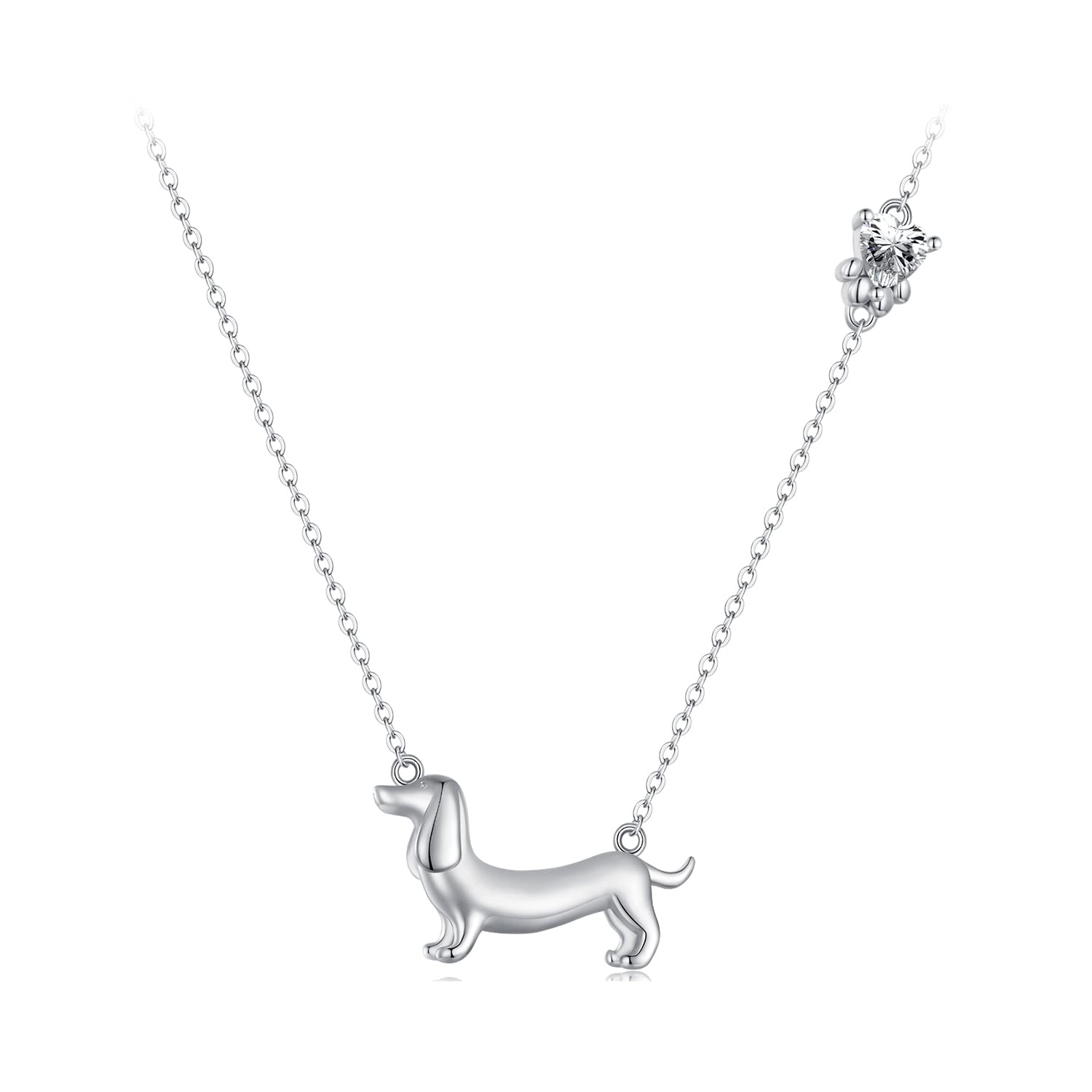 Qings Bassotto/Farfalla Collana Ciondolo Animale per Donna Argento 925 Collana Pendente Mezzaluna Luna Cani Gioielli Regalo per Amanti degli Animali