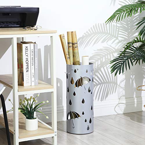 image for SONGMICS Metal Umbrella Holder, Round Umbrella Stand Rack, with Drip T