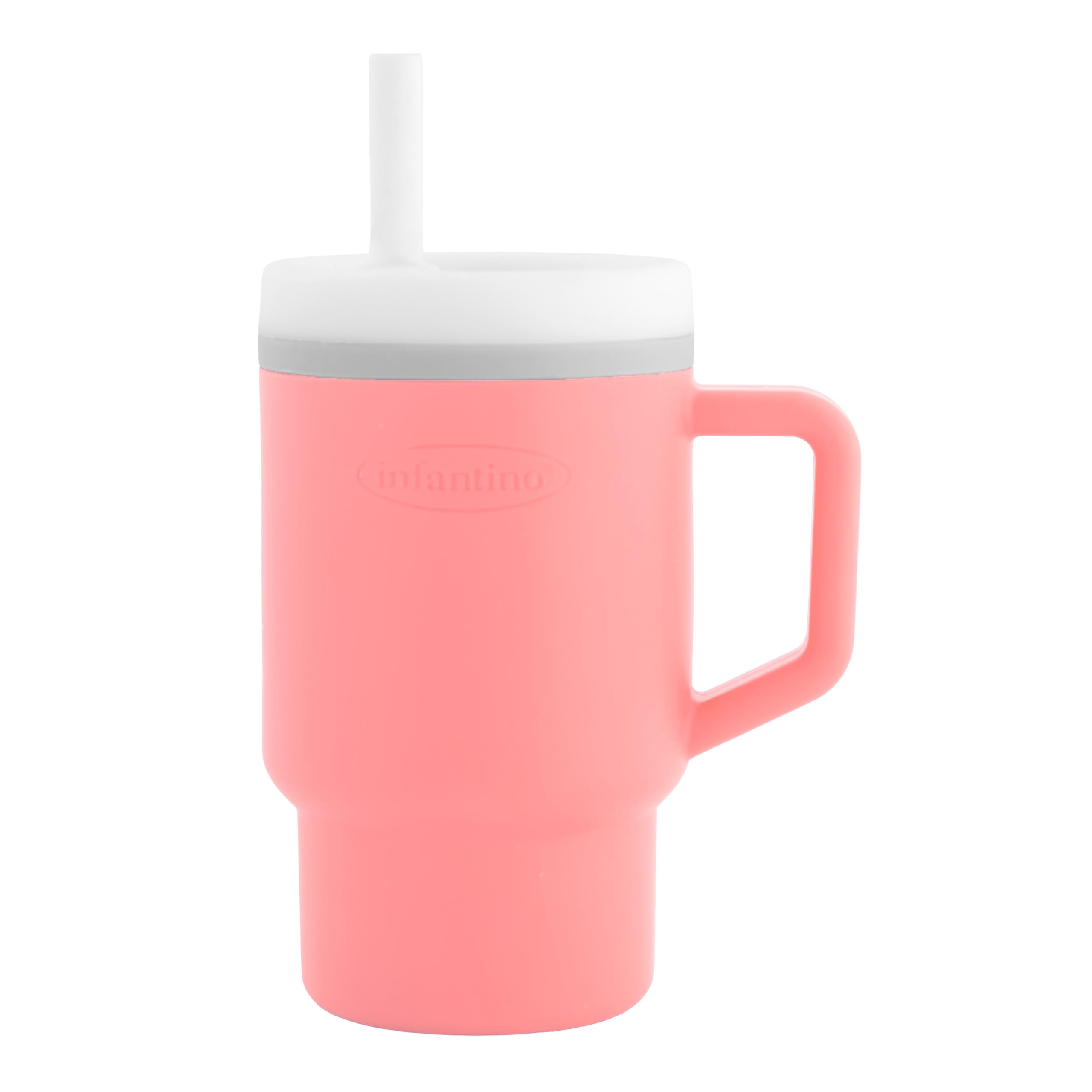 Infantino My 1st Tumbler, Silicone Sippy Cup with Straw & Handle, Spill-Resistant Baby Cup for On-The-Go, BPA-Free Transition Bottle, Melon