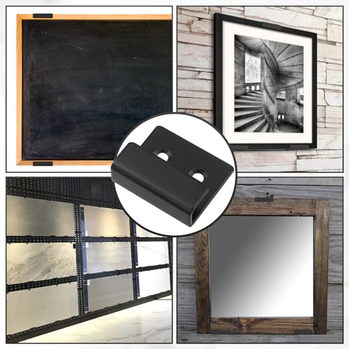 Image of 10 Pcs Wall Hanger, Stainless Steel Wall Mount Brackets Hook Wall Tile Bracket , Heavy Duty Wall Hanger Brackets Wall Tile Hanger for Picture Frame, Mirrors, Tile Display (Black, Small)