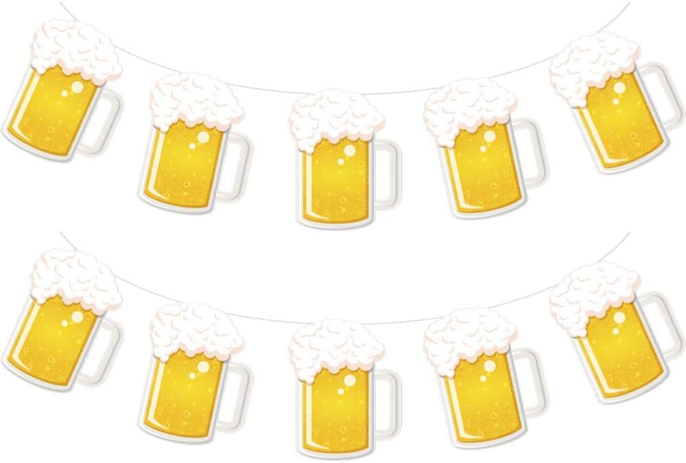 Live It Up! Party SuppliesBeer & Oktoberfest Decoration - Brew Steins Garland - 10 Ft Long Mug Pennant Banner (2 Pack)