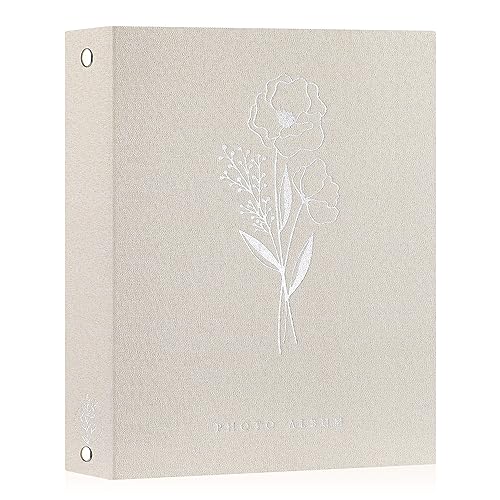 Lanpn Photo Albums A4 100 Photos, Linen Cover Acid Free Pocket Photo Book Picture Album Holds 100 Portrait Only A4 Picture (Beige,21x30 cm)