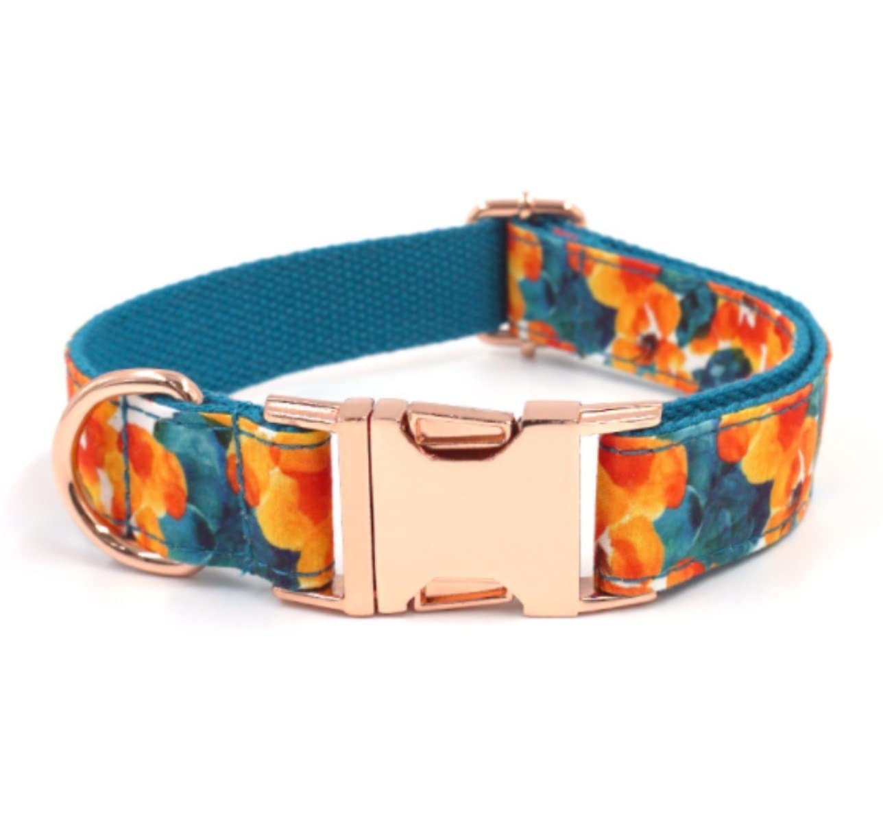 Correa Perro Correr Conjunto de Correa Cuello Mascota Oro Rosa Impreso Collar cómodo Suministros para Mascotas Perro Suave Antideslizantes Reforzada(23-30cm)
