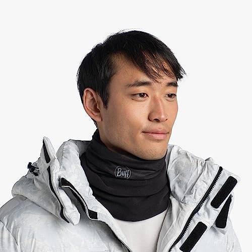Image of Buff Polar Neck Gaiter, Cold Weather Neckwear, Thermal Insulated Fleece, UPF 50 Sun Protection, Breathable, Solid Black, Adult Size
