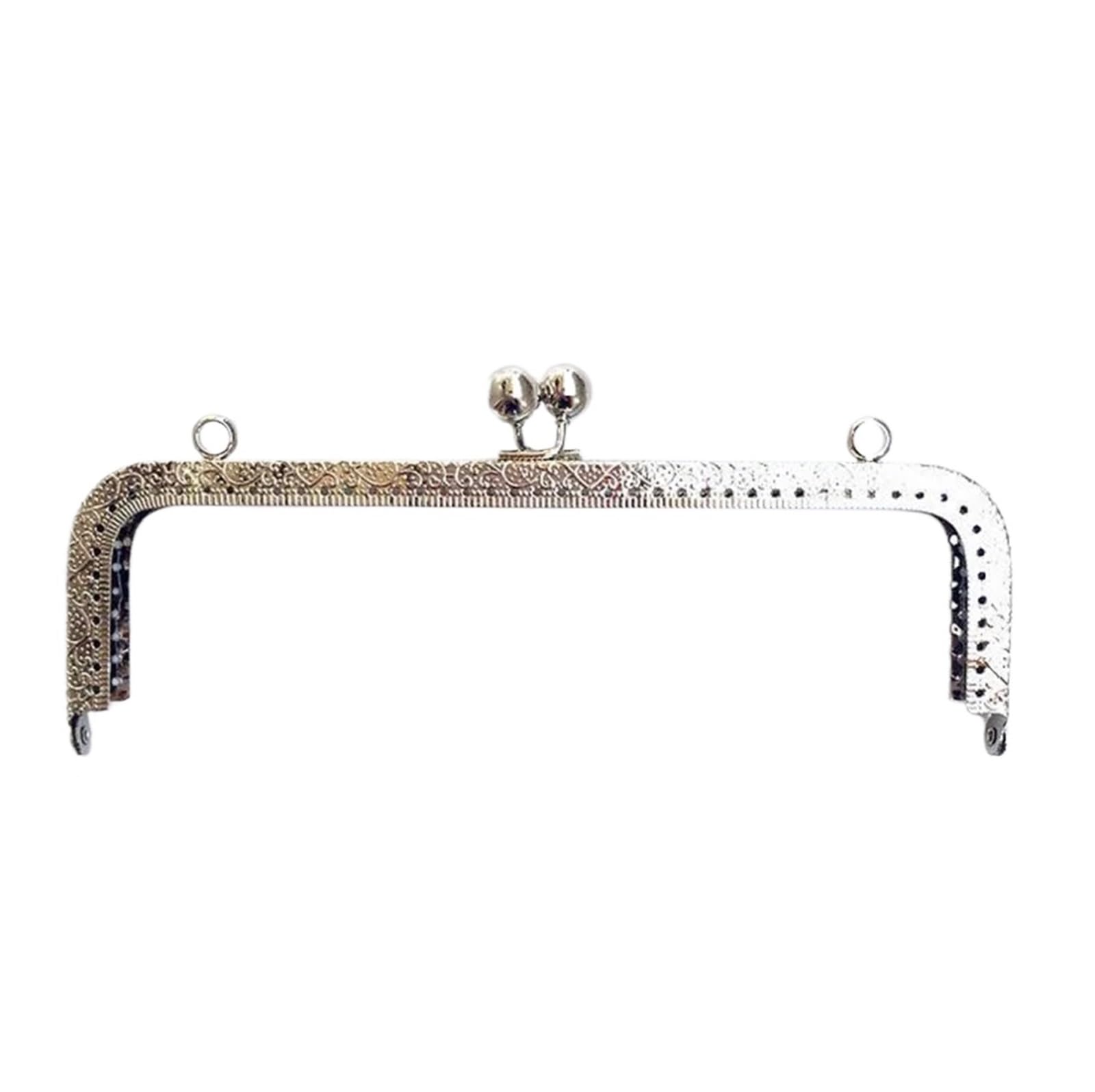 Fermoir sac à main à poignée carrée en métal argenté de 20 cm pour pochette DIY