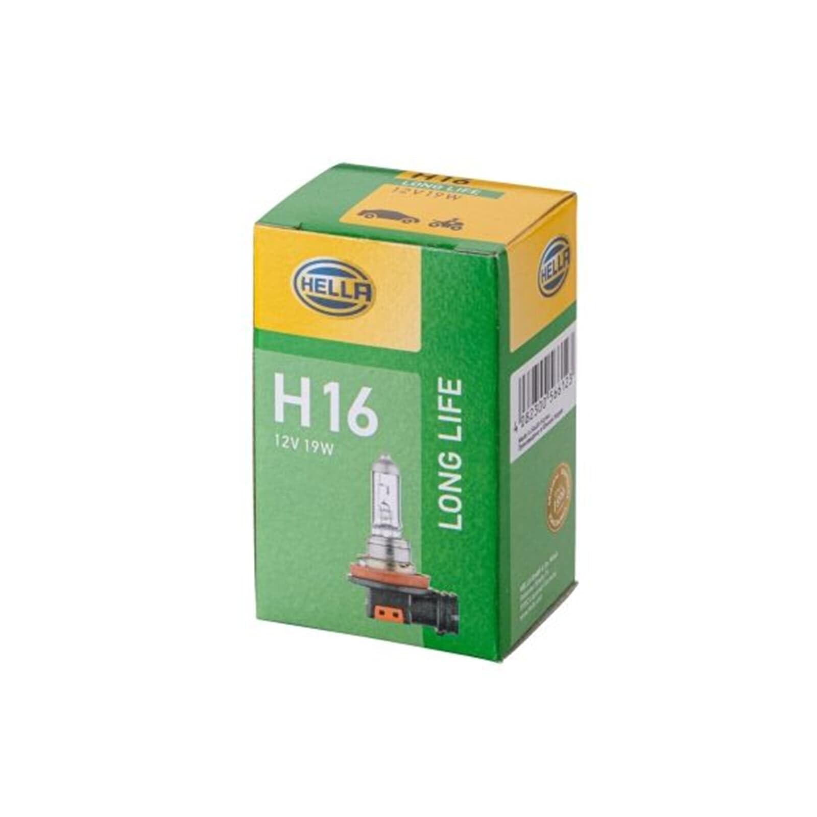 HELLA 8GH 186 996-001 Glühlampe - H16 - Long Life up to 3x longer lifetime - 12V - 19W - Sockelausführung: PGJ19-3 - Schachtel - Menge: 1
