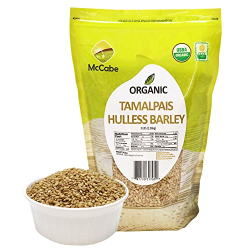 McCabe Organic Tamalpais Hulless Barley - Organic Whole Barley Grain 3Lbs | Rich with Fiber & Minerals | USDA and CCOF Certified | Product of USA