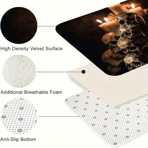 Alfombra de cocina transpirable de franela aterciopelada y lavable con calavera 7