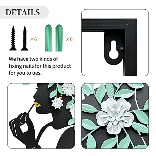 Ofilles Metal Wall Art Set Of 3 With Frame, Modern Charm Female Wall Decor For Women Room, Housewarming Gift, Wall Hanging Decor For Living Room, Bedroom, Study Room, Farmhouse. #TOP3