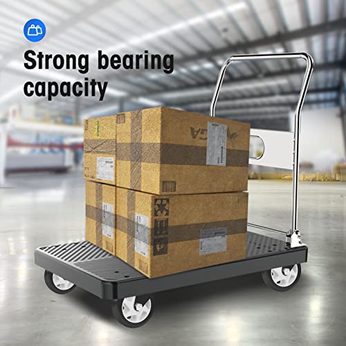 Image of 5 inch Caster Wheels Set of 4, Heavy Duty Casters with Brake, No Noise Locking Casters with Polyurethane (PU) Wheels, Swivel Plate Castors Pack of 4