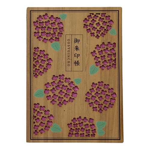 やまこう 御朱印帳 木製 おしゃれ 40ページ 蛇腹式 奉書紙 18cm×12cm 神社 寺院 参拝 かわいい 国産 プレゼント (3.紫陽花)