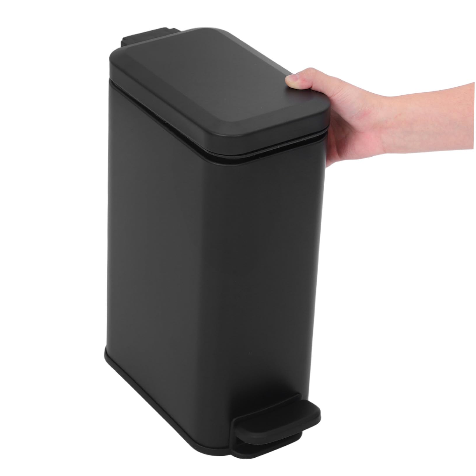 Papelera de Acero Inoxidable con Pedal y Tapa Cierre Cubo Estrecho para Basura de Cocina Baño Dormitorio u Oficina Diseño Compacto y Elegante