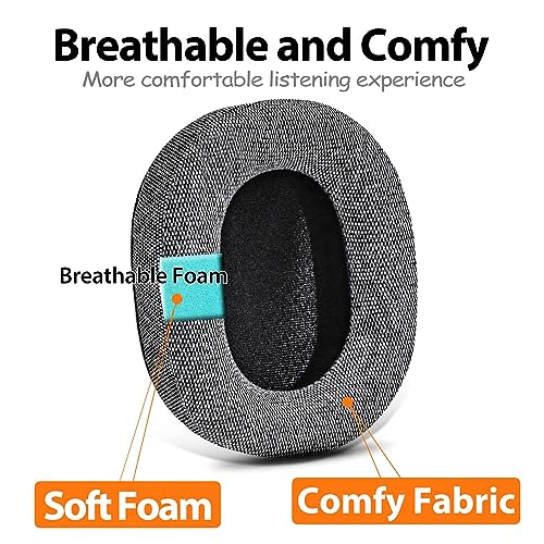 WH 1000XM5 Earpads for WH-1000XM5 (WH1000XM5) by TRANSTEK, Replacement Ear Pads Cushions with High-Density Noise Isolation Foam, Added Thickness-Gray Fabric miniatura 3