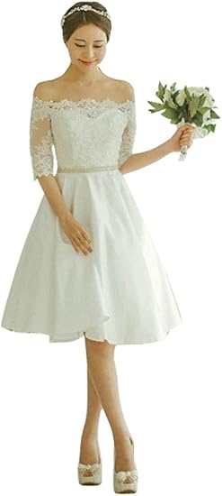 Amazon Alinlofse 花嫁カラードレス 花嫁ミニドレス コンサート演出服 ウェディングドレス 結婚式 披露宴 二次会 パーティードレス カラー オフショルダー ウェディングドレス パーティードレス カラードレス ミニドレス 演奏会ドレス イブニングドレス 通販