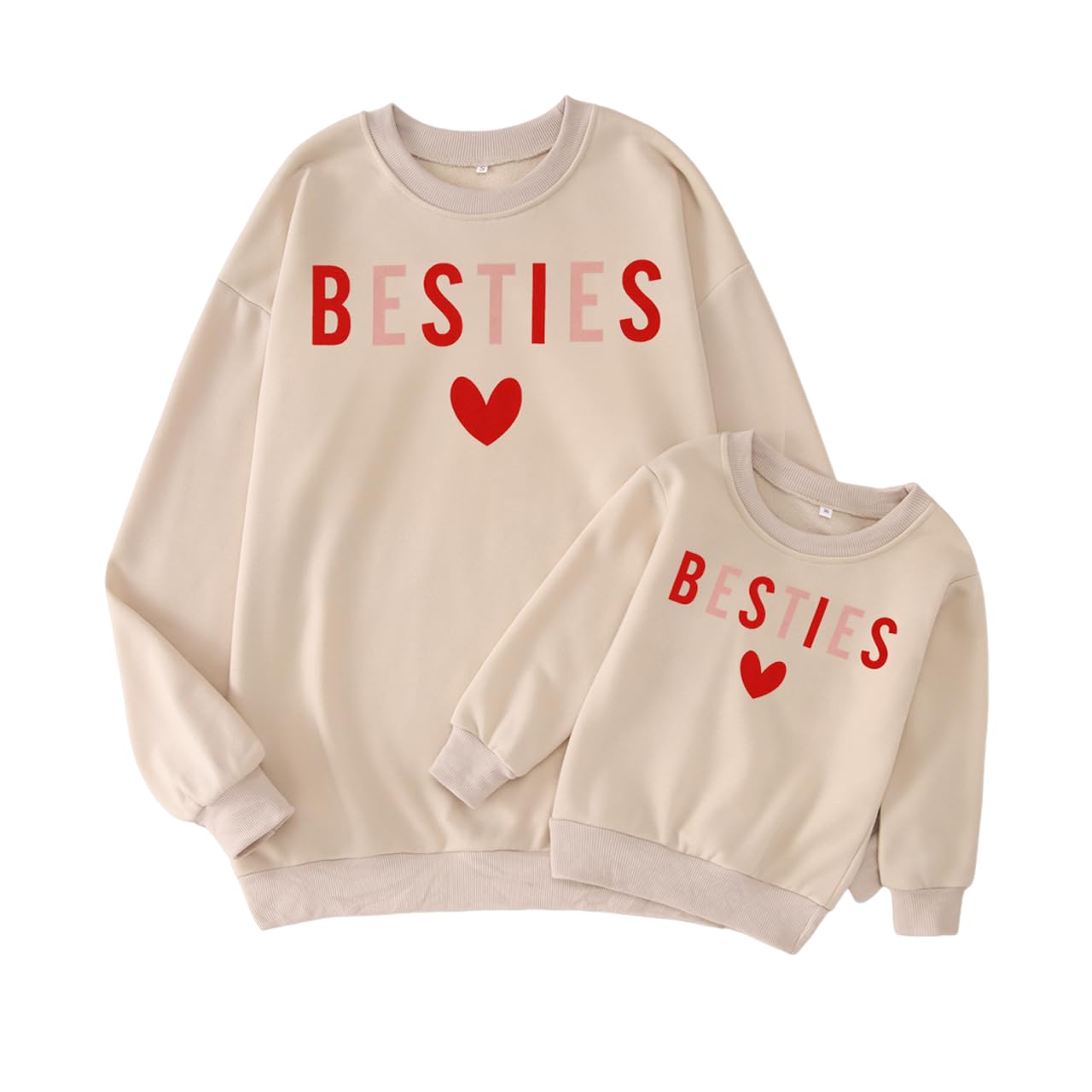 CM C&M WODRO Mother's Day Family Matching Sweatshirt Mom and Kid Cute Besties Heart Shirt Lightweight Long Sleeve Tops