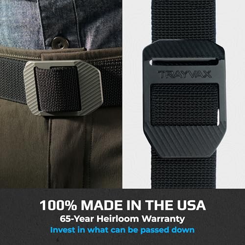 Image of Trayvax Tactical Belt, Nylon Web Cinch Belt for Men and Women, Outdoor Hiking and Military Accessories, CNC Machined